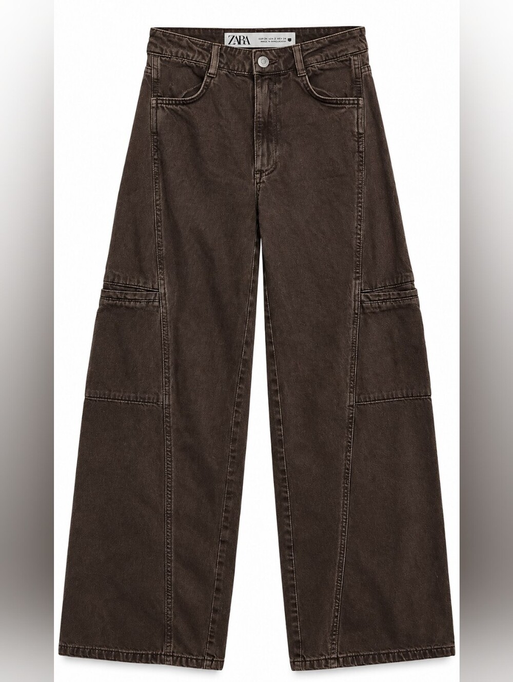 Zara Cargo Jeans in Dark Brown